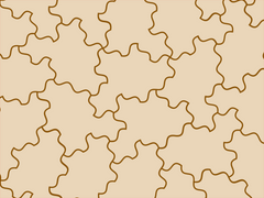 Pattern of interlocking spectre tile shapes on a cookie-coloured background